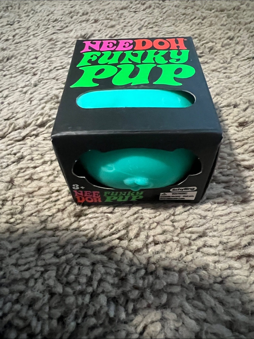 Needoh Funky Pup Teal Stress Toy in Box